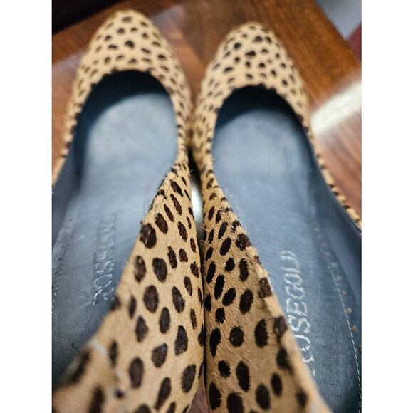 Rosegold Lela Safari Animal Print Heels Size 7 or 36.5 Calf Hair Wedge - Picture 7 of 9